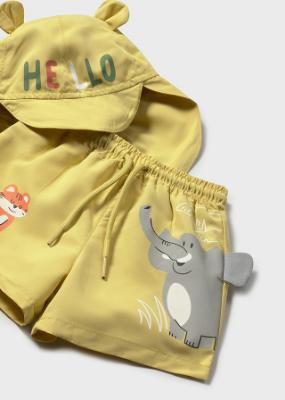 Picture of Mayoral Toddler Boys Summer Tiger Swim Shorts & Sunhat Set  X 2 - Gold Orange