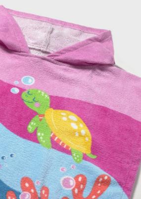 Picture of Mayoral Toddler Girls Summer Sealife Hooded Cover-up - Fucsia Pink