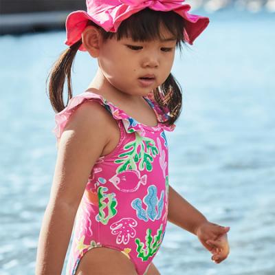Picture of Mayoral Toddler Girls Summer Sealife Print Swimsuit - Fucsia Pink 