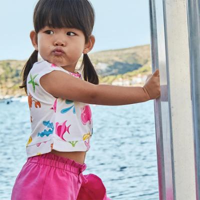 Picture of Mayoral Toddler Girls Summer Sealife Shorts With X 2 Tops Set X 3 - Fucsia White 