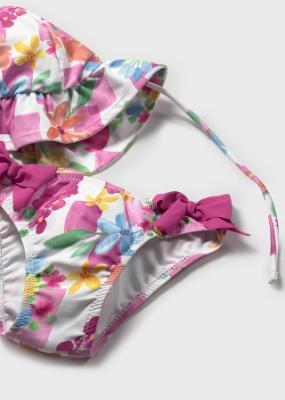 Picture of Mayoral Toddler Girls Summer Bathing Set With Hat X 3  - Fucsia Multi 