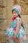 Picture of Ela Confeccion Girls Vega Dress Panties Bonnet Set X 3 - Aqua Green Fuscia