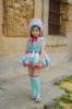 Picture of Ela Confeccion Girls Vega Dress Panties Bonnet Set X 3 - Aqua Green Fuscia