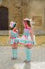 Picture of Ela Confeccion Girls Vega Dress Panties Bonnet Set X 3 - Aqua Green Fuscia