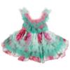 Picture of Ela Confeccion Girls Vega Dress Panties Bonnet Set X 3 - Aqua Green Fuscia