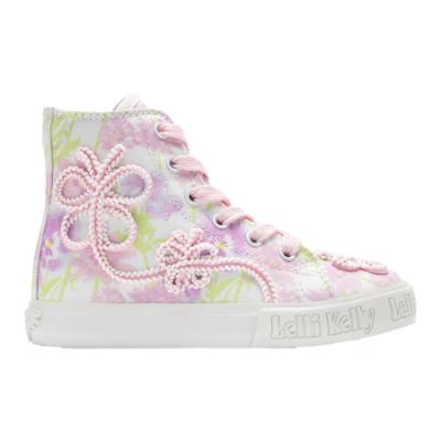 Picture of Lelli Kelly Asia Mid Canvas Cord Boot With Inside Zip - White Multi