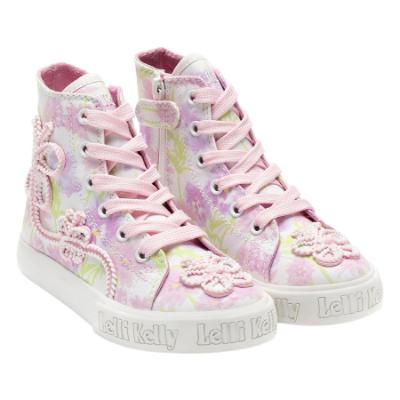 Picture of Lelli Kelly Asia Mid Canvas Cord Boot With Inside Zip - White Multi