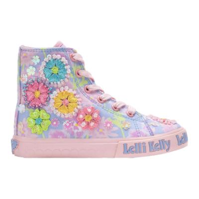 Picture of Lelli Kelly Eloise Mid Canvas Flower Boot With Inside Zip - Lilla Fantasia