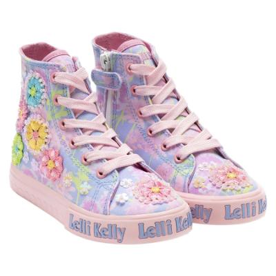 Picture of Lelli Kelly Eloise Mid Canvas Flower Boot With Inside Zip - Lilla Fantasia