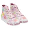 Picture of Lelli Kelly Eloise Mid Canvas Flower Boot With Inside Zip - White Fantasia