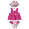 Picture of Mayoral Toddler Girls Summer Bathing Set With Hat X 3  - Fucsia Multi 