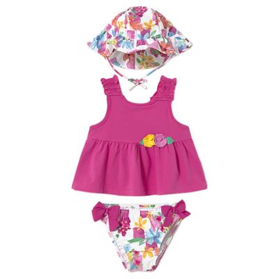 Picture of Mayoral Toddler Girls Summer Bathing Set With Hat X 3  - Fucsia Multi 