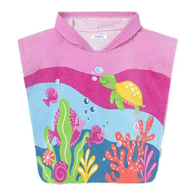 Picture of Mayoral Toddler Girls Summer Sealife Hooded Cover-up - Fucsia Pink