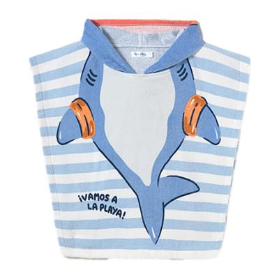 Picture of Mayoral Toddler Boys Summer Shark Hooded Cover-up - Blue Coral