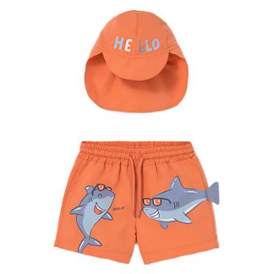 Picture of Mayoral Toddler Boys Summer Shark Swim Shorts & Sunhat Set  X 2 - Coral Blue