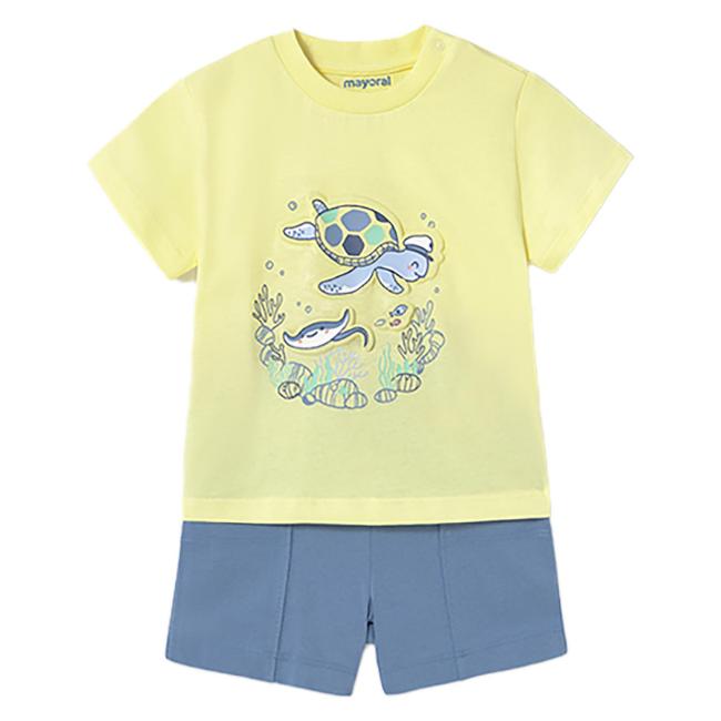 Picture of Mayoral Toddler Boys Summer 3D T-shirt & Shorts Set X 2 - Sorbet Yellow Blue
