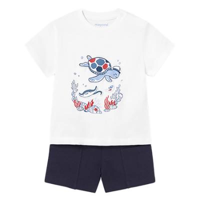 Picture of Mayoral Toddler Boys Summer 3D T-shirt & Shorts Set X 2 - White Navy
