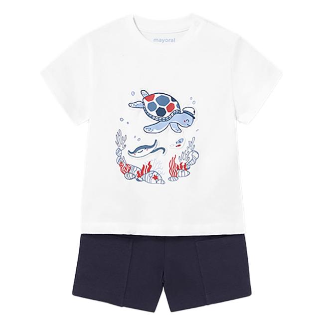Picture of Mayoral Toddler Boys Summer 3D T-shirt & Shorts Set X 2 - White Navy