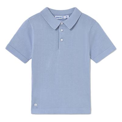 Picture of Mayoral Toddler Boys Summer Fine Knit Polo Top - Sky Blue