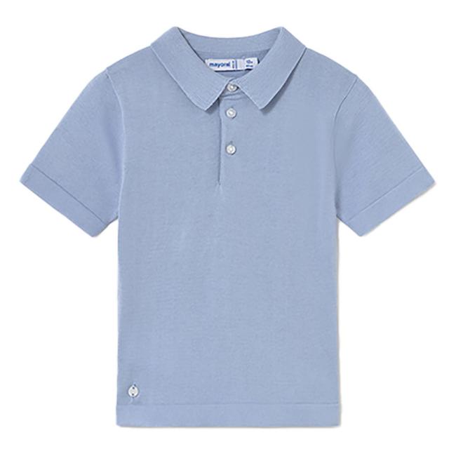 Picture of Mayoral Toddler Boys Summer Fine Knit Polo Top - Sky Blue