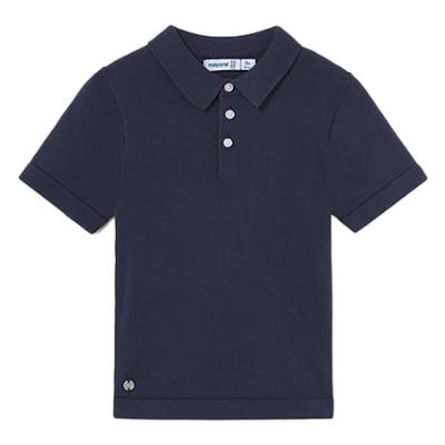 Picture of Mayoral Toddler Boys Summer Fine Knit Polo Top - Navy Blue