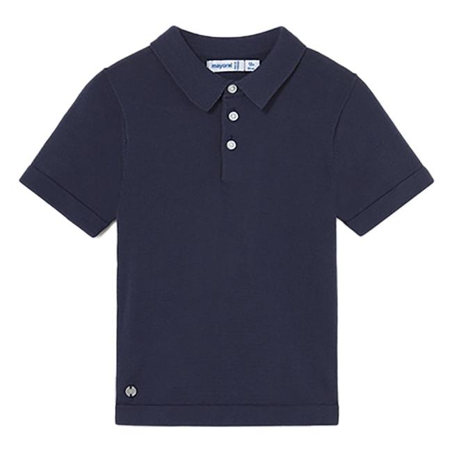Picture of Mayoral Toddler Boys Summer Fine Knit Polo Top - Navy Blue