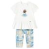Picture of Mayoral Toddler Girls Summer Ruffle Tunic & Leggings Set X 2 - Ivory Blue Beige