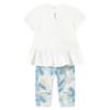 Picture of Mayoral Toddler Girls Summer Ruffle Tunic & Leggings Set X 2 - Ivory Blue Beige