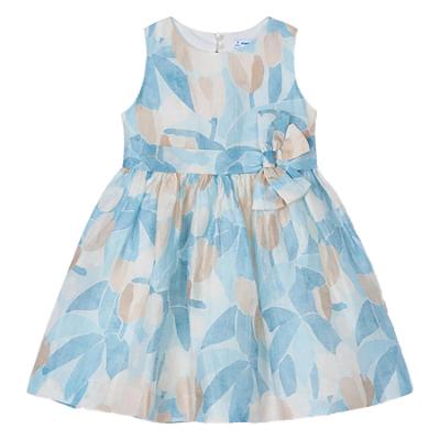 Picture of Mayoral Girls Summer Open Back Occasion Dress - Blue Beige