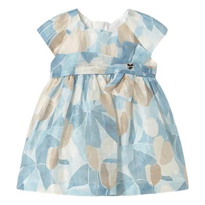 Picture of Mayoral Toddler Girls Summer Cap Sleeve Occasion Dress  -  Blue Beige
