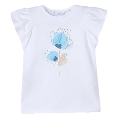 Picture of Mayoral Girls Summer Ruffle Top & Poplin Shorts Set X 2 - Blue Beige 