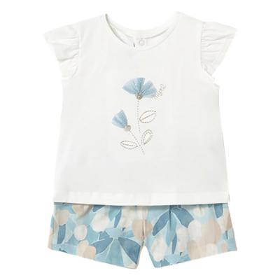 Picture of Mayoral Toddler Girls Summer Ruffle Top & Shorts Set X 2 - Blue Beige 