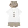 Picture of Mayoral Toddler Boys Summer T-shirt, Shorts & Sunhat Set  X 3 - Ivory Beige