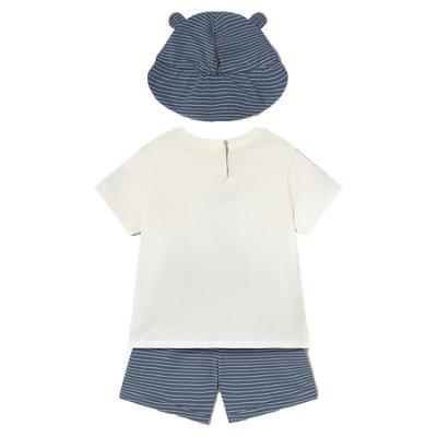 Picture of Mayoral Toddler Boys Summer T-shirt, Shorts & Sunhat Set  X 3 - White Blue