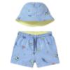 Picture of Mayoral Toddler Boys Summer Swim Shorts & Reversible Sunhat Set  X 2 - Blue Acid Yellow