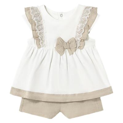 Picture of Mayoral Toddler Girls Summer Lace Ruffle Top & Shorts Set  X 2 - Ivory Beige