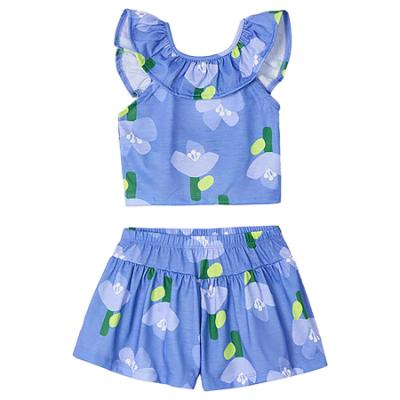 Picture of Mayoral Girls Summer Ruffle Top & Shorts Set X 2 - Anil Blue