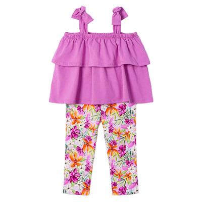 Picture of Mayoral Girls Summer Ruffle Top & Leggings Set X 2 - Orchid Pink