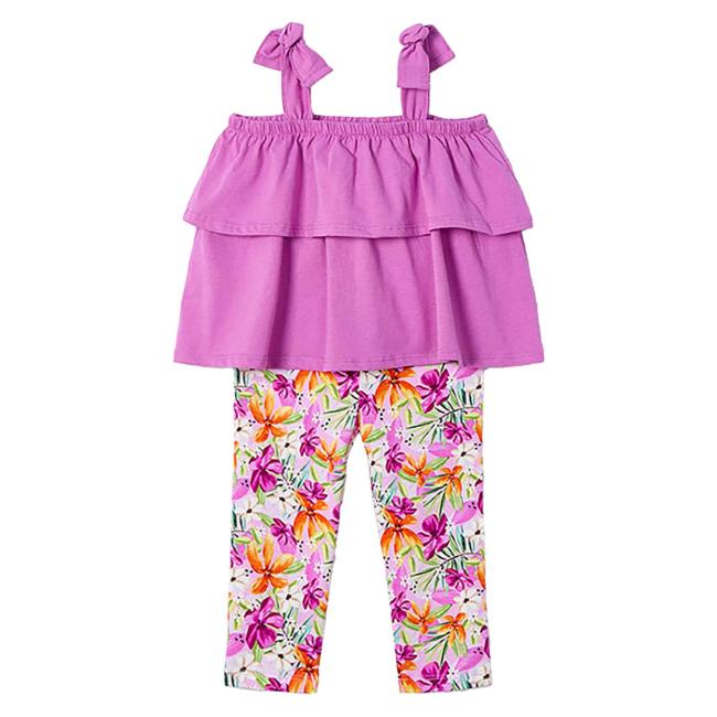 Picture of Mayoral Girls Summer Ruffle Top & Leggings Set X 2 - Orchid Pink