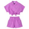 Picture of Mayoral Girls Summer Crop Top & Shorts Set X 2 - Orchid Pink