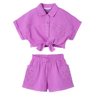 Picture of Mayoral Girls Summer Crop Top & Shorts Set X 2 - Orchid Pink