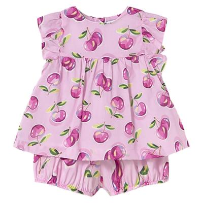 Picture of Mayoral Toddler Girls Summer Cherries Print Jampant Set X 2 -  Malva Pink
