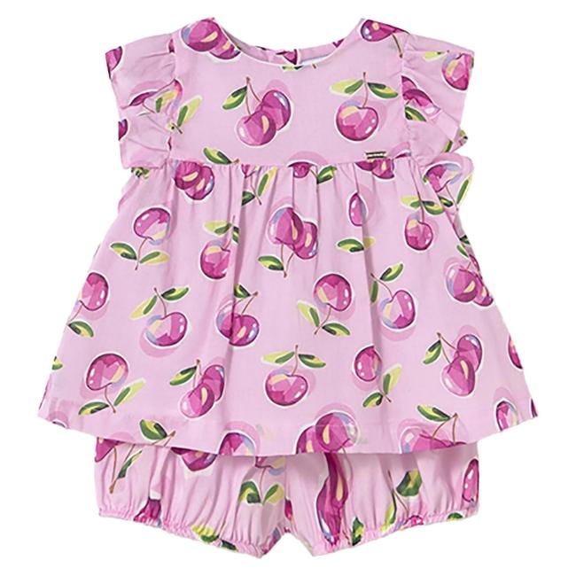 Picture of Mayoral Toddler Girls Summer Cherries Print Jampant Set X 2 -  Malva Pink