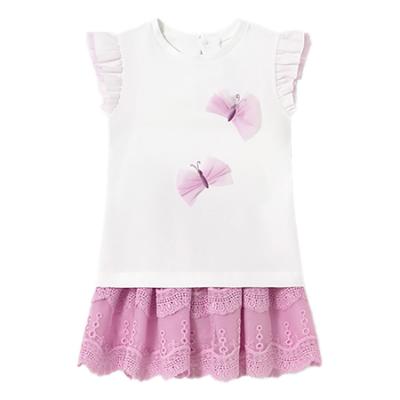 Picture of Mayoral Toddler Girls Summer Embroidered Tulle Skirt Set X 2 - Malva Pink