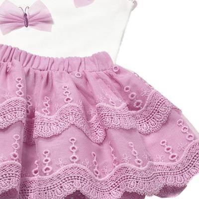 Picture of Mayoral Toddler Girls Summer Embroidered Tulle Skirt Set X 2 - Malva Pink
