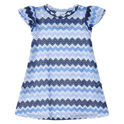 Picture of Mayoral Girls Summer Ruffle Sleeve Zig Zag A Line Dress - Anil Blue