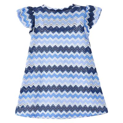 Picture of Mayoral Girls Summer Ruffle Sleeve Zig Zag A Line Dress - Anil Blue