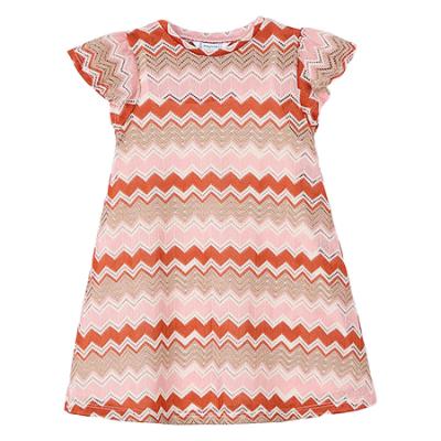 Picture of Mayoral Girls Summer Ruffle Sleeve Zig Zag A Line Dress - Salmon Pink