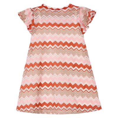 Picture of Mayoral Girls Summer Ruffle Sleeve Zig Zag A Line Dress - Salmon Pink