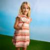 Picture of Mayoral Girls Summer Ruffle Sleeve Zig Zag A Line Dress - Salmon Pink
